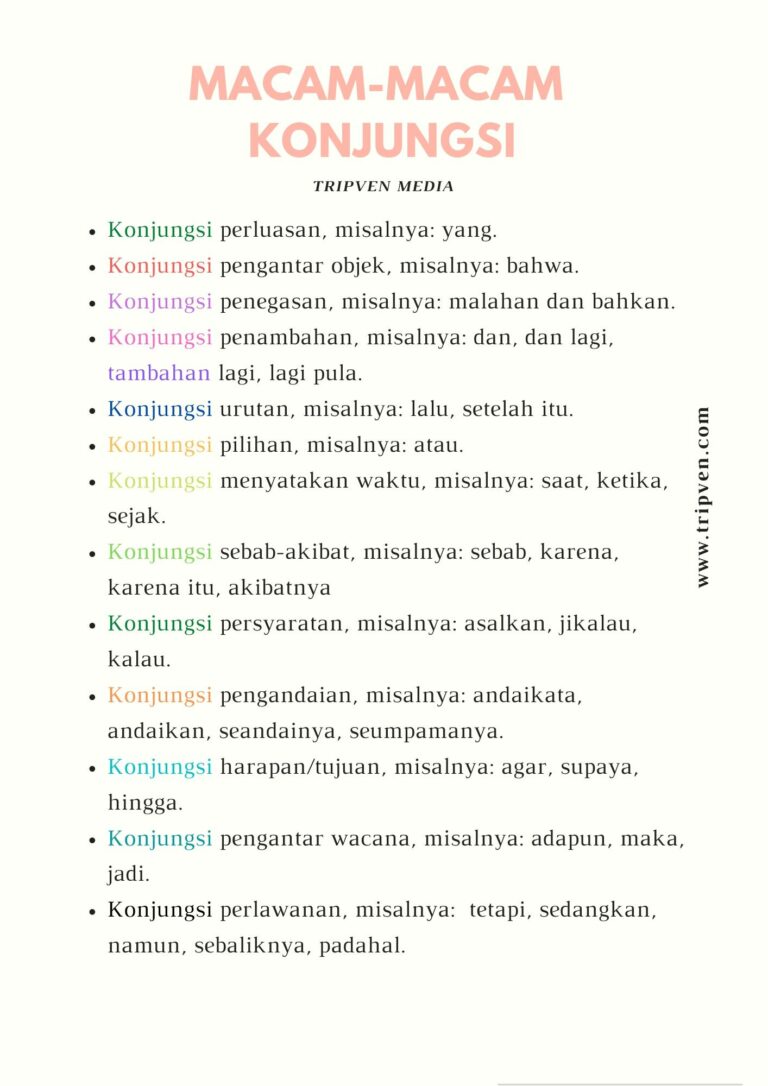 Macam-macam Konjungsi, Kata sambung